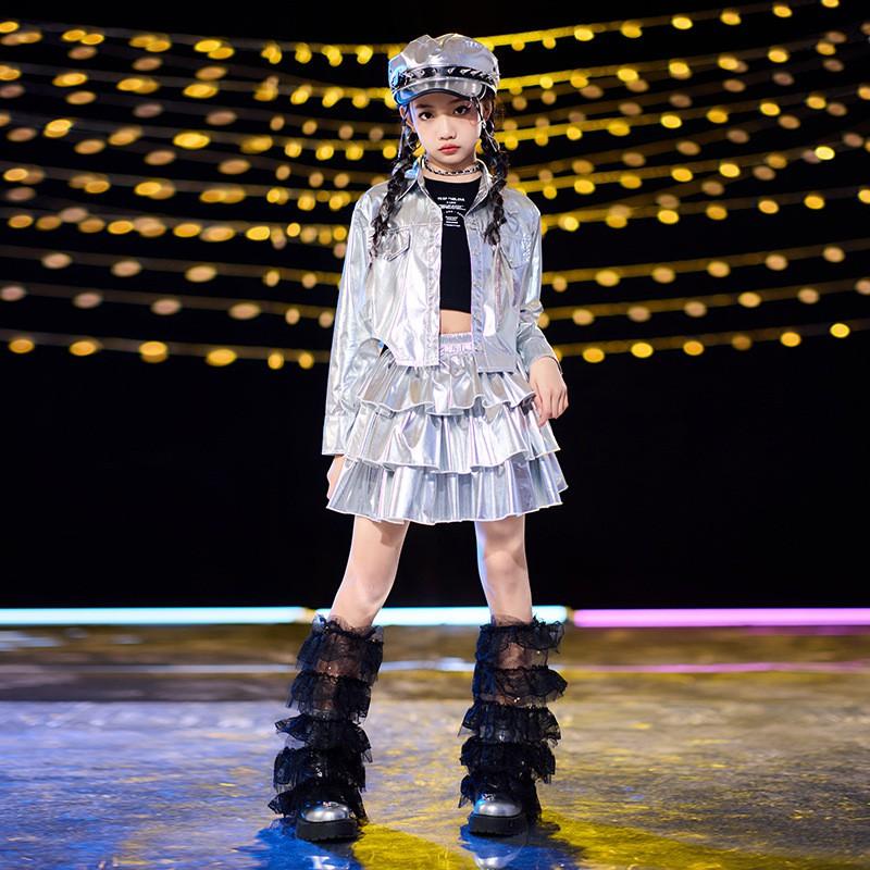 Girls Hip Hop Dance Set Shiny Performance Costume Kids Jazz Stage Show