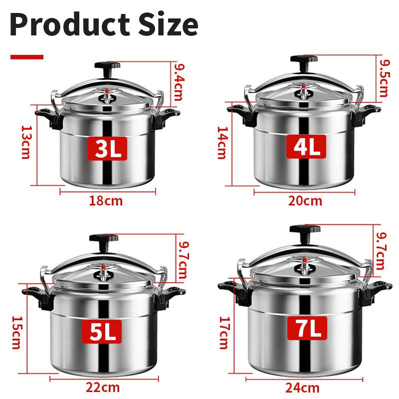 Aluminum 3L/4L/5L/7L Capacity Pressure Cooker Only for Gas Safe Explosion Proof Pressure Canner with Easy Lock Lid