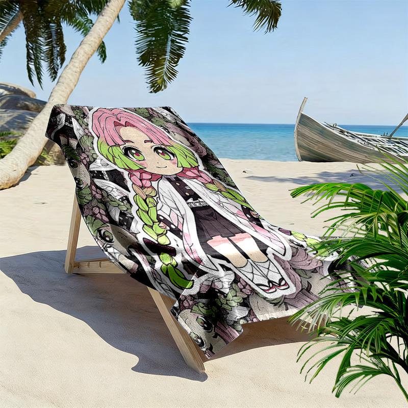 Demon Slayer Print Beach Towel, Large Soft Quick Dry Towel for Beach Camping Swimming