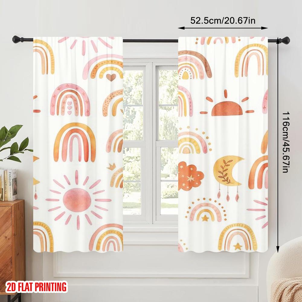 2 Stück, 2D-Flachdruck Minimalistische Vorhänge Verspielte Muster Strapazierfähiges Polyester (ohne Stange) Ganzjahresnutzung für Saisonhaus