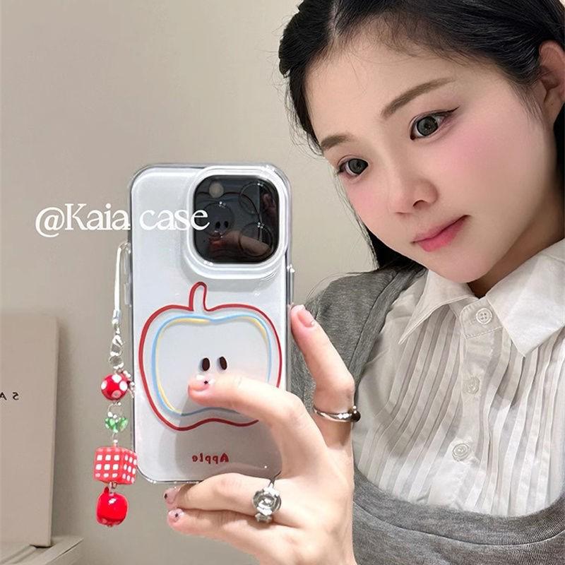 

Minimalist Red Apple Graffiti iPhone Case for 13/14/15/16 Pro Max iPhone 15