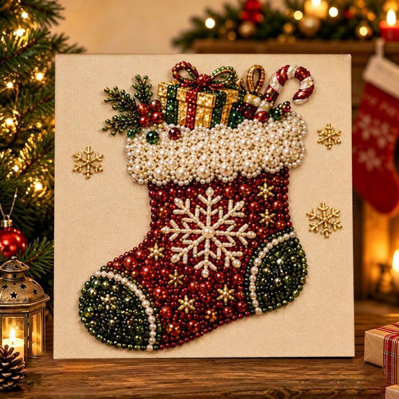 Christmas Pearl Painting Diy Kit Santa Claus Beginner Friendly Stress Relieving Home Wall Hanging Decor Gift Easy To Use