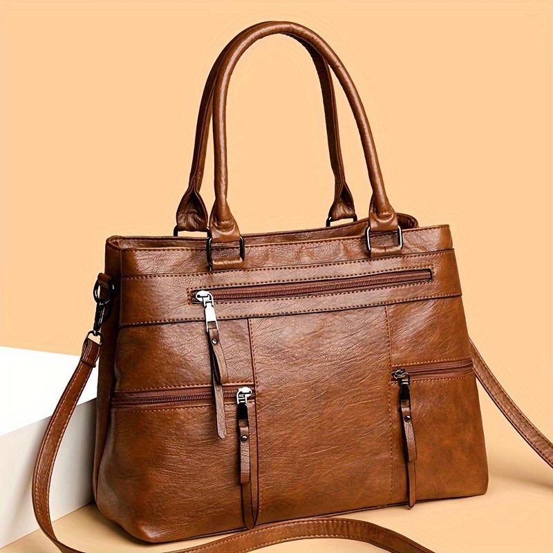 Retro Style Women Tote Bag Spacious, High Quality PU Shoulder/Crossbody Bags with Multiple Pockets, Chic, Ideal for Daily Use