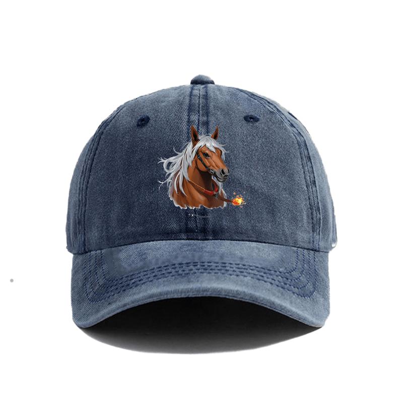 Vintage Washed Baseball Cap with Fantasy Horse  Letter Graphic Print  Adjustable Snapback Lightweight Dad Hat for Men  Women