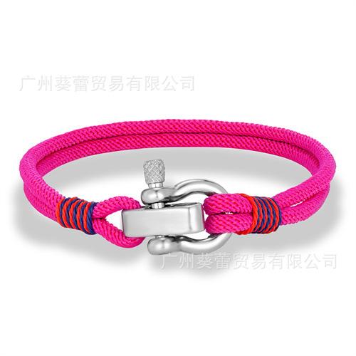 Stainless Steel Adjustable Mini Horseshoe Buckle Men'S Captain Rope Bracelet Couple Anchor