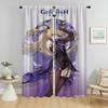 Blackout Curtains for Camera Genshin Impact Elegant Room Curtains 2 Pieces Partition Living Room Curtain Tulle for Bedroom Child