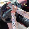 Blumenmuster Lange Armstulpen Fingerlos Sommer Armabdeckung Trendig Eis Seide Ärmel Fahren