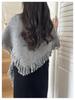 Korean-Inspired Tassel Triangle Shawl: Women's Autumn/Winter Solid Color, Versatile, Cozy Scarf.