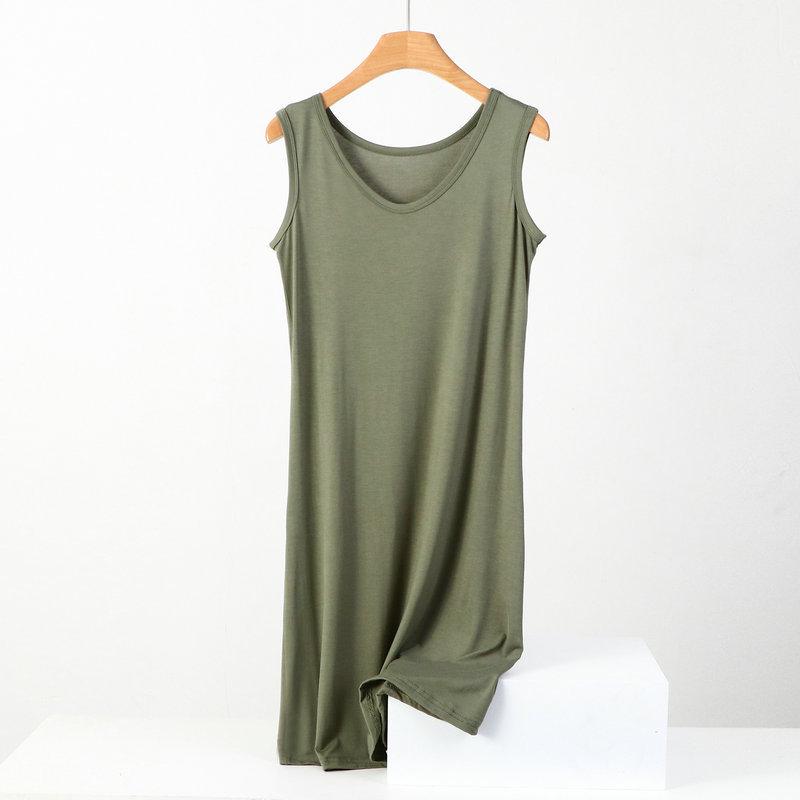 Women's Black Sleeveless Modal Tank Dress - Mid-Length, Loose Fit, Plus Size