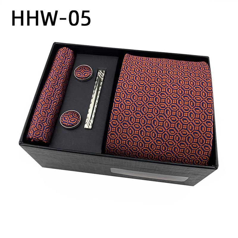 Paisley Men'S Tie Square Cuff Tie Clip Gift Box Set Business Casual Tie Black Gift Box