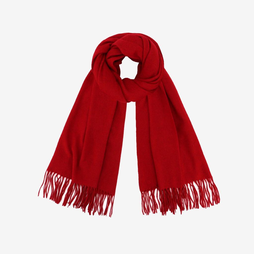 Red 100% wool scarf, simple autumn and winter atmosphere, scarf, high-end sense, versatile shawl 2025 gift