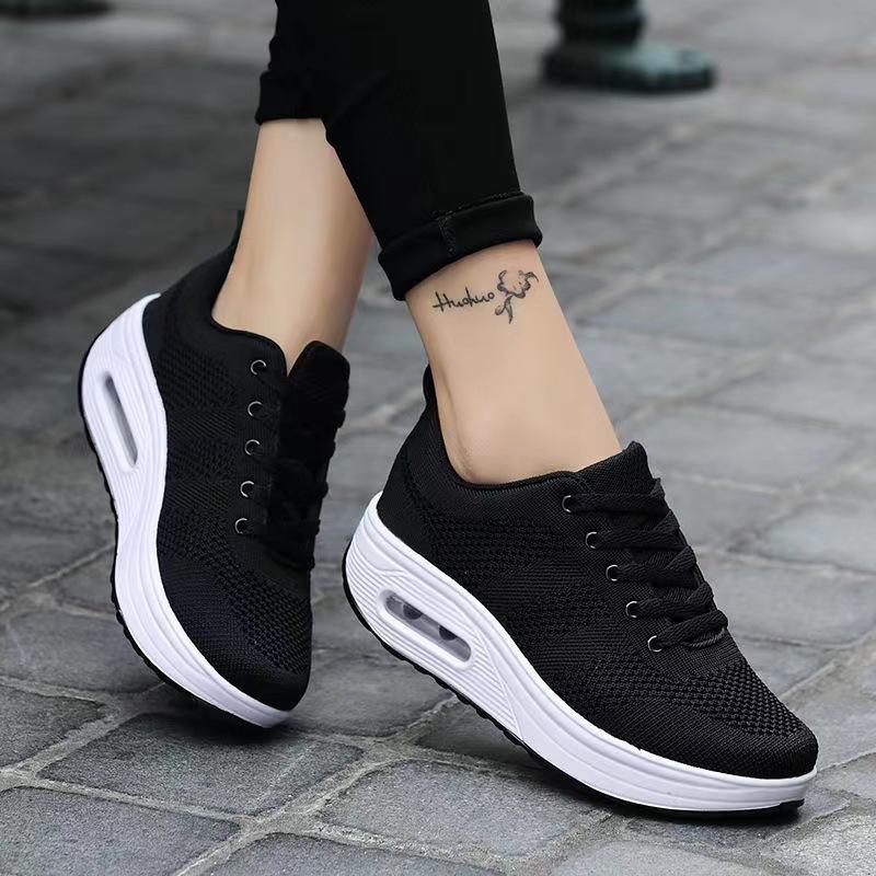 Summer casual women's shoes versatile soft sole breathable knitting heightening