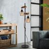 Lampadaire salon sur pied NETTLIFE - en bois, Style industriel rétro, 2 douilles E27, hauteur 151 cm, abat-jour en métal