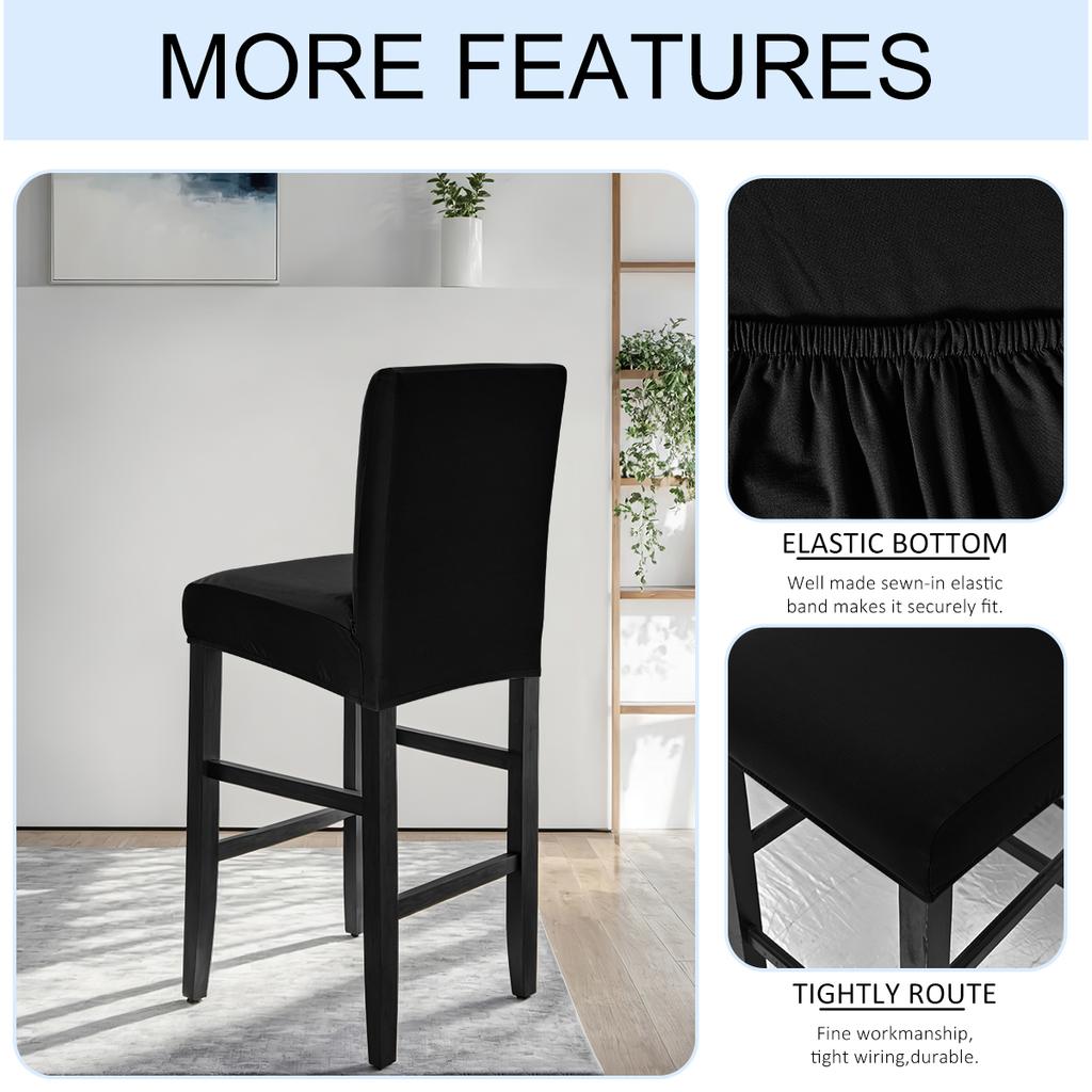 1PC Stool Covers Stretch Short Back Chair Covers Counter Height Chairs Covers for Kitchen Dining Room Cafe Furniture