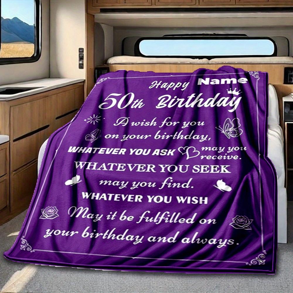Happy 50Th Birthday To You Blanket Personalized Name Soft Comfortable Stylish Blanket Car Blanket Perfect For Travel Camping Outdoor Home Suitable For