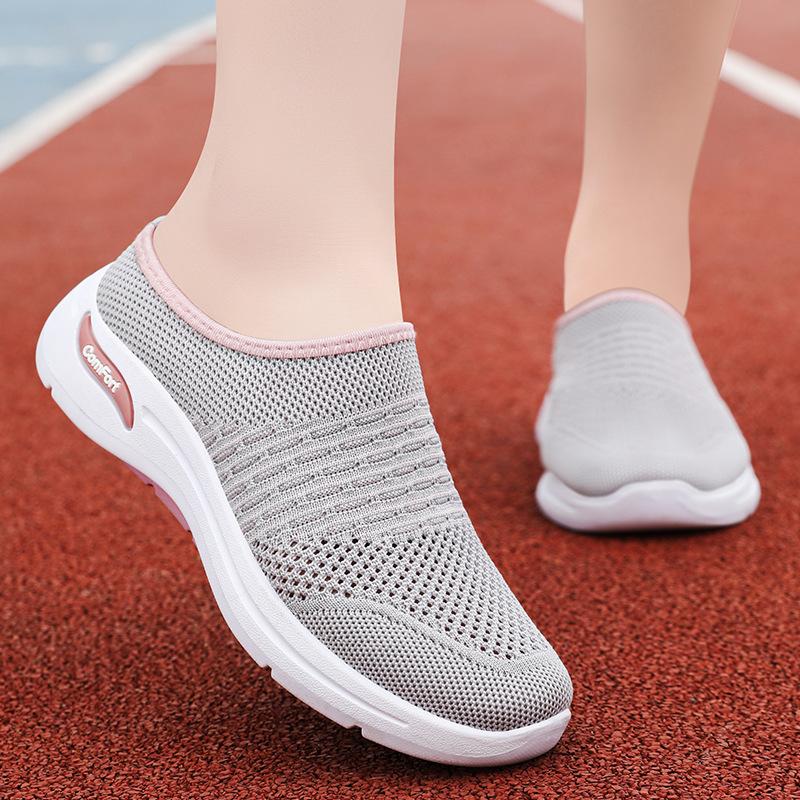 Comfortable and Fashionable Versatile Non-slip Shock-absorbing Arch Support Women's Sandals - Breathable Mesh Casual One-step Soft-soled Shoes