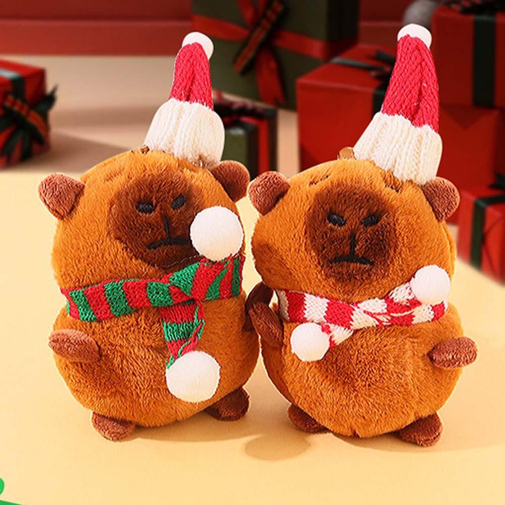 Cross Dressing Scarf Capybara Keychain PP Cotton Plush Animal Key Ring  Ornaments