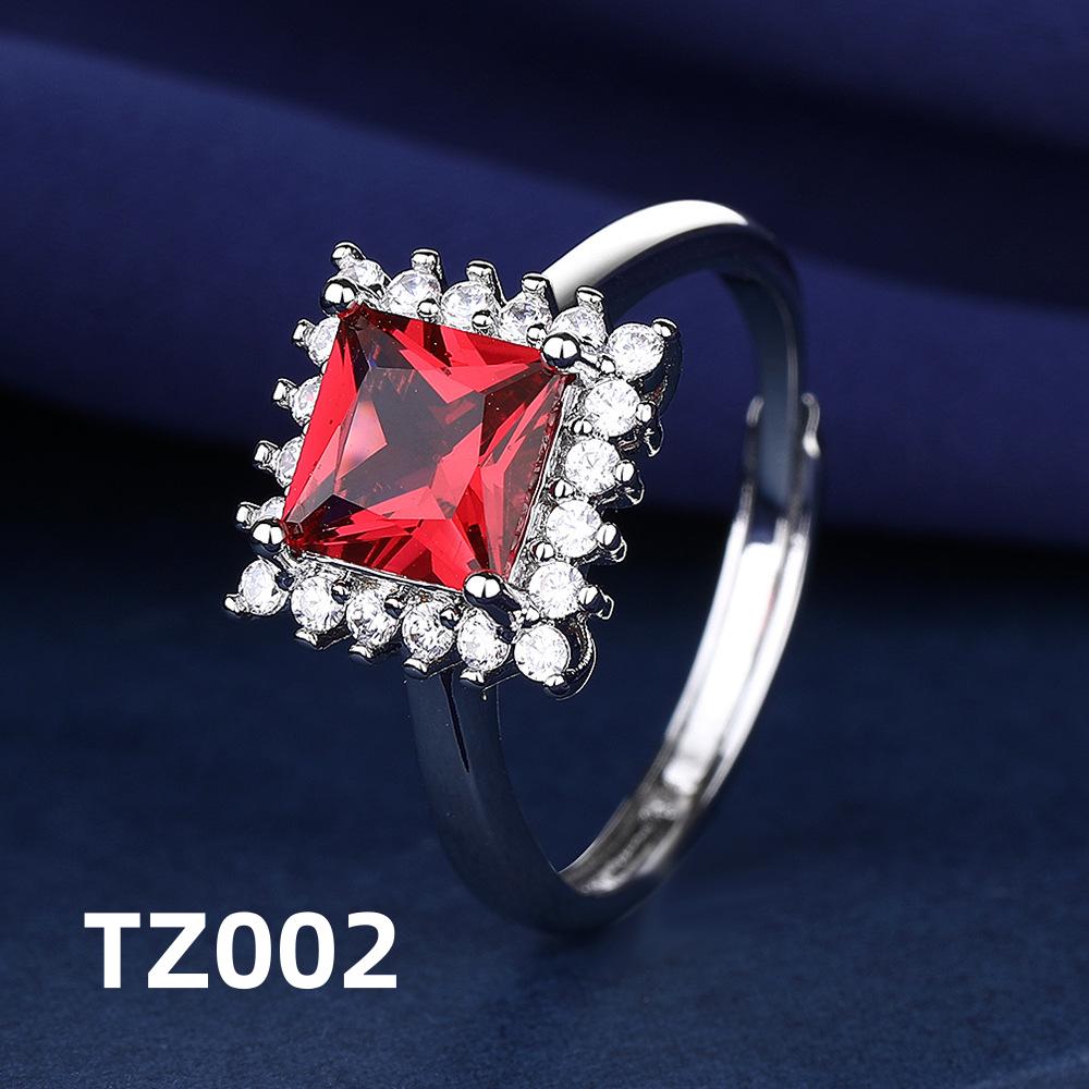 

Jewelry Set, Women s Shining Jewelry Cubic Zirconia Red Crystal Necklace Earrings Ring Birthday Gift Jewelry