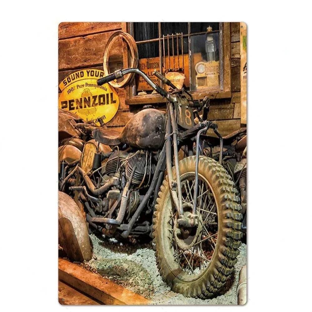 Signs Vintage Shabby Metal Tin Sign Motorcycle Rider Poster Art Tinplate Plaques Garage Motor Club Decor Painting Art Wall Plate