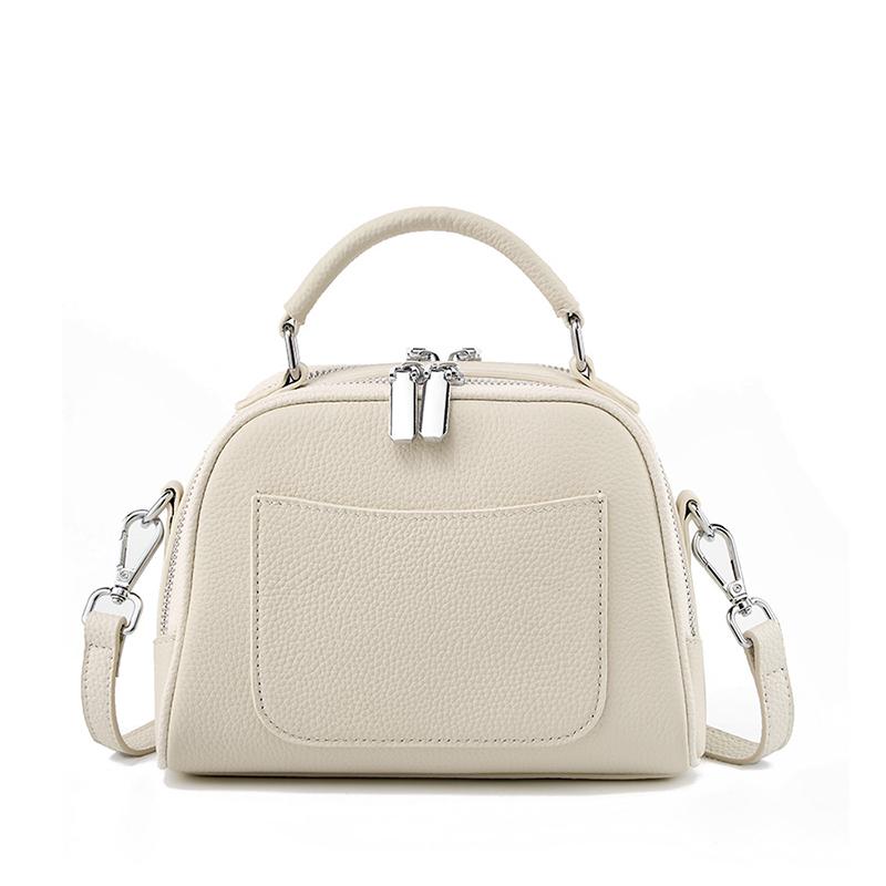 Genuine Leather Boston Small Shoulder Crossbody Bags For Women  Trend Designer Short Handle Ladies Handbags