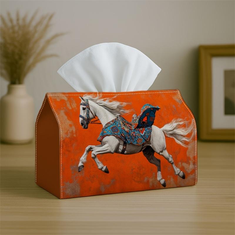 1pc Tissue Box Holder Featuring a Beautiful Equestrian Design of a Galloping Horse, Made from Durable Polyester, Perfect for Use In The Kitchen, Livin