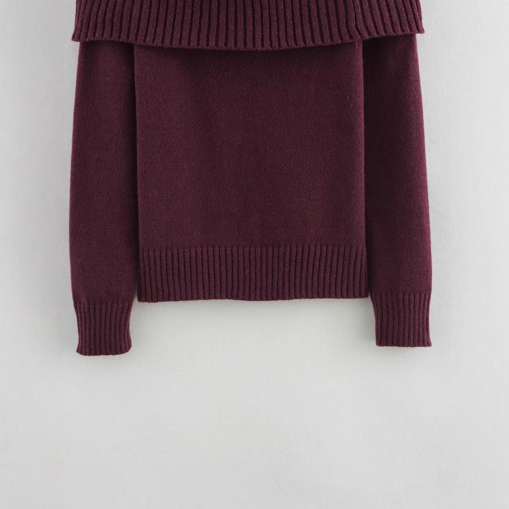 Dámský zimní pletený top přes jedno rameno v evropském a americkém stylu 2024