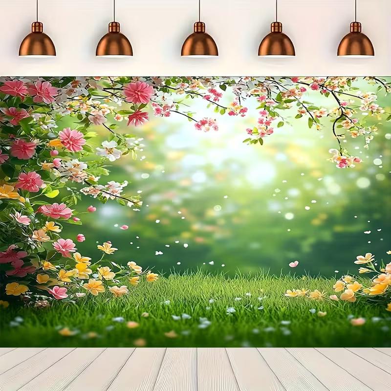 2D frisches grünes Gras Blumen Hintergrund Hochzeit Brautparty Fotografie Hintergrund