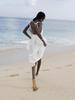 European Cross 2024 Pure Cotton V-neck Spaghetti Strap Midi Dress with Lace-Up Open Back