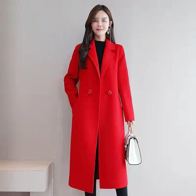 VEZFAA Women's Fashion Casual Solid Color Print Autumn Winter Long Sleeve POLO Neck Jackets & Coats