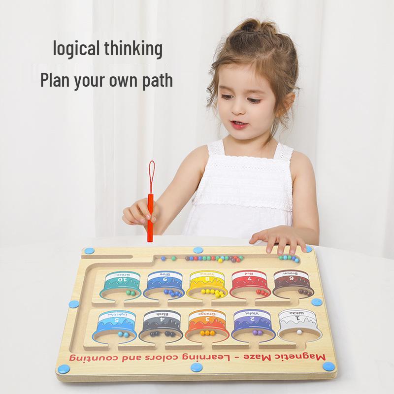 Children's Magnetic Bead Maze Toy: Educational Pen Control, Counting & Color Recognition Aid