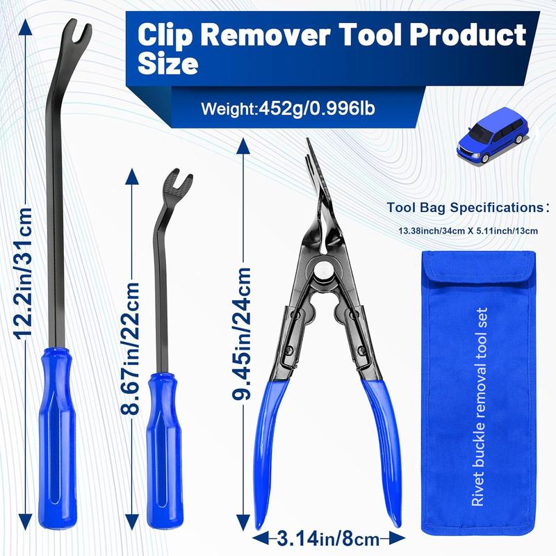 3Pcs Car Trim Removal Tool Kit, Panel Clip Remover Plier for Car Stereo Door Dash Interior