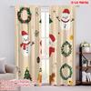 2pcs,2D Plane Printing Curtains Roller Blinds Christmas Tree Snowman Santa Claus (3) Polyester (without Rod) Home Decor for