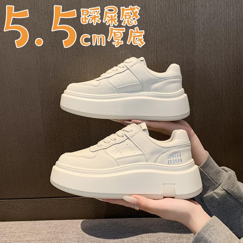

Platform white shoes women s shoes autumn new versatile sports and leisure shoes women s height-increasing lace-up lace-up board shoes 40 белый