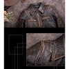 Chinese Size Vintage Men Genuine Leather Jacket Tea Core Cowhide Thickness 1.4mm Tanned Oil Waxed Real Leather Jacket Heavy Thick