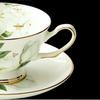 White Camellia Coffee Cup and Saucer Spoon Set 240ml Light Luxury Bone China Tea Cup with Gold Trim, Fine Porcelain Tea Sets for Home