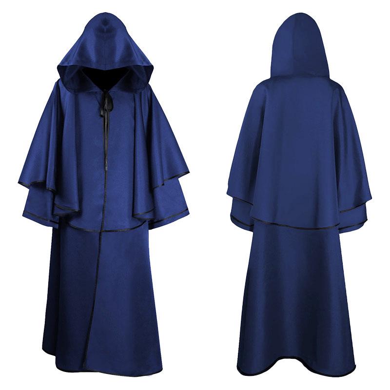 

Hooded Medieval Grim Reaper Cloak Costume XL синій