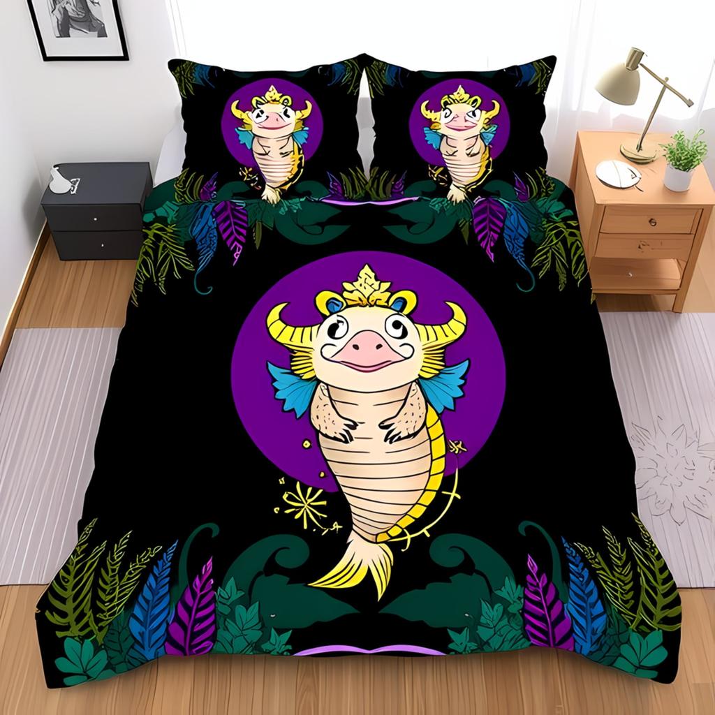 Comforter Kawaii Axolotl Full For Kids Boys Girls Room Decorpink Cute Cartoon Animal Bedding Set Sea Coral Shell Soft Warm