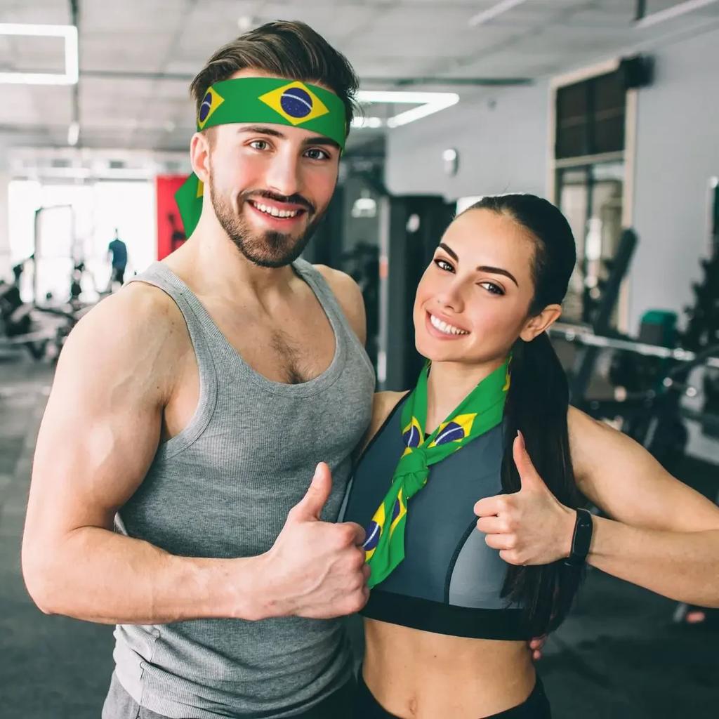 Sport Stirnband Kopfband Brasilien Flagge Bandana Schweißbänder Yoga Tennis Kopfwickel Für Erwachsene