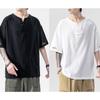 Men's Imitation Cotton Linen Style Loose Short Sleeve T-shirt Solid Shirts Casual Top Tee Shirt