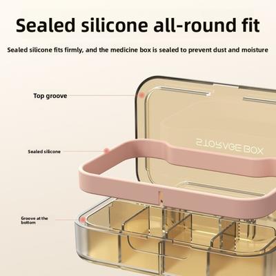 New 7 Grids Pill Storage Cases Compact Design Waterproof Vitamin Container with Handle Seal Ring Pill Organizer Box for Travel