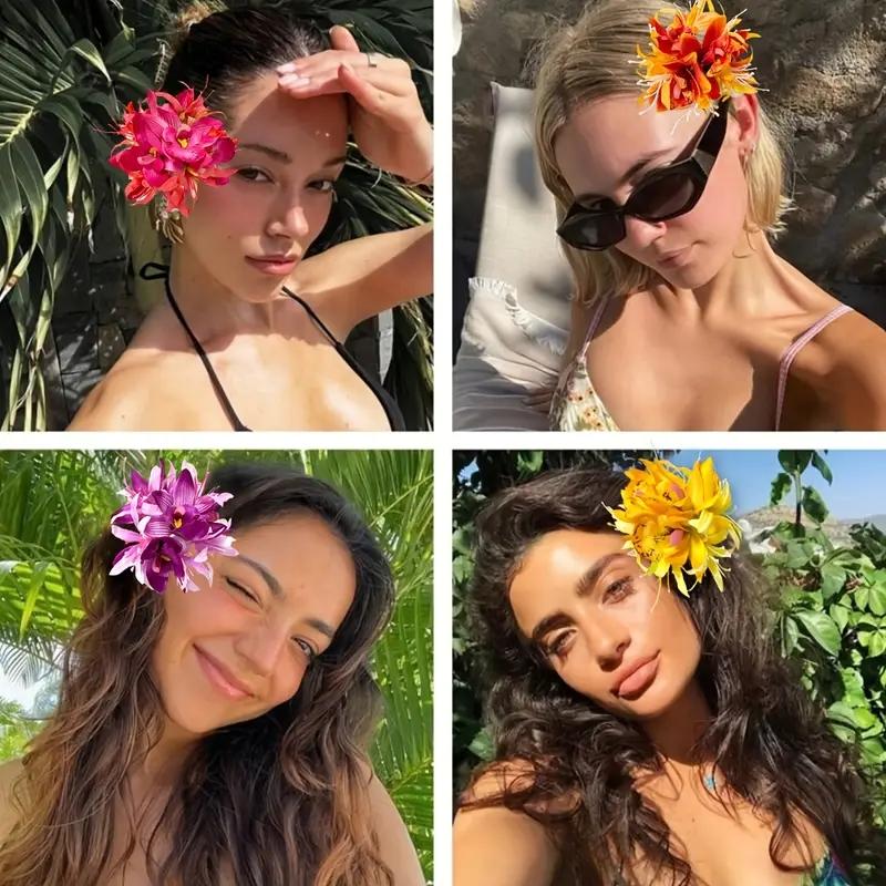 Large Sweet Equinox Flower Hair Clips Simulated Orchid Flower Hair Pins Beach Hawaii Vacation Foral Hair Clips Hair Accessories