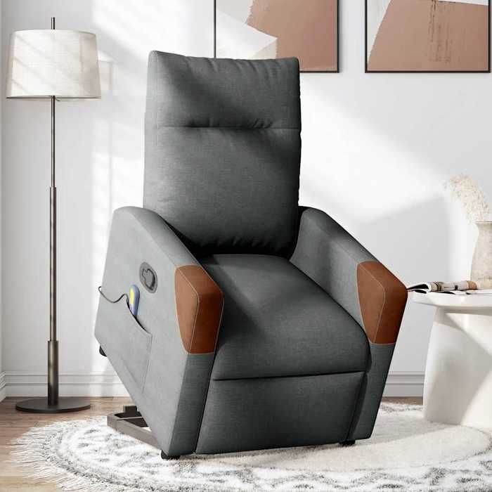 VidaXL Fauteuil de massage inclinable Gris foncé Tissu 3324015