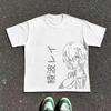 Lato 2026 Nowość_ Koszulka z krótkim rękawem w ulicznym stylu z nadrukiem w wzory Evangelion Top Hip Hop Streetwear Y2K Gotycka Bawełniana Oversize Koszulka