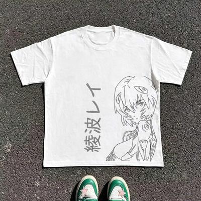 Nuovo Arrivo Estate 2026_ T-shirt a Manica Corta con Stampa Street Style Modello Evangelion Top Streetwear Hip Hop Cotone Y2K Gotico T-shirt Oversize