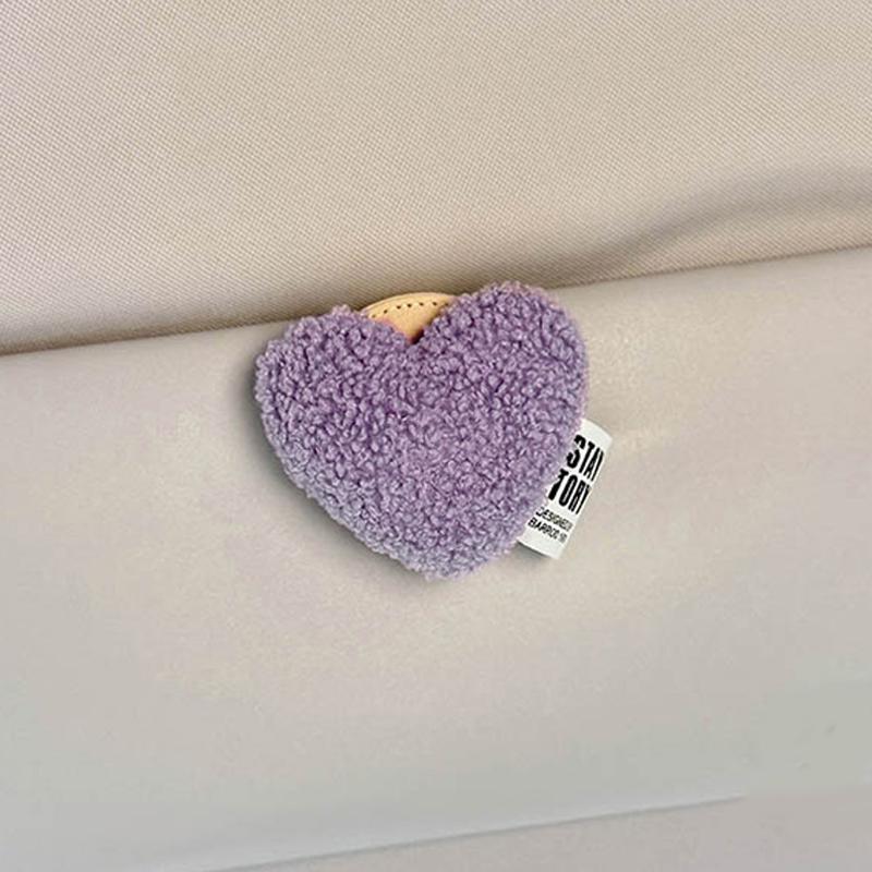 1pc New Cute Retro Red Hearts Universal Sunglasses Holders For Car Magnetic Leather Clip Auto Visor Glasses Hanger Decrotion