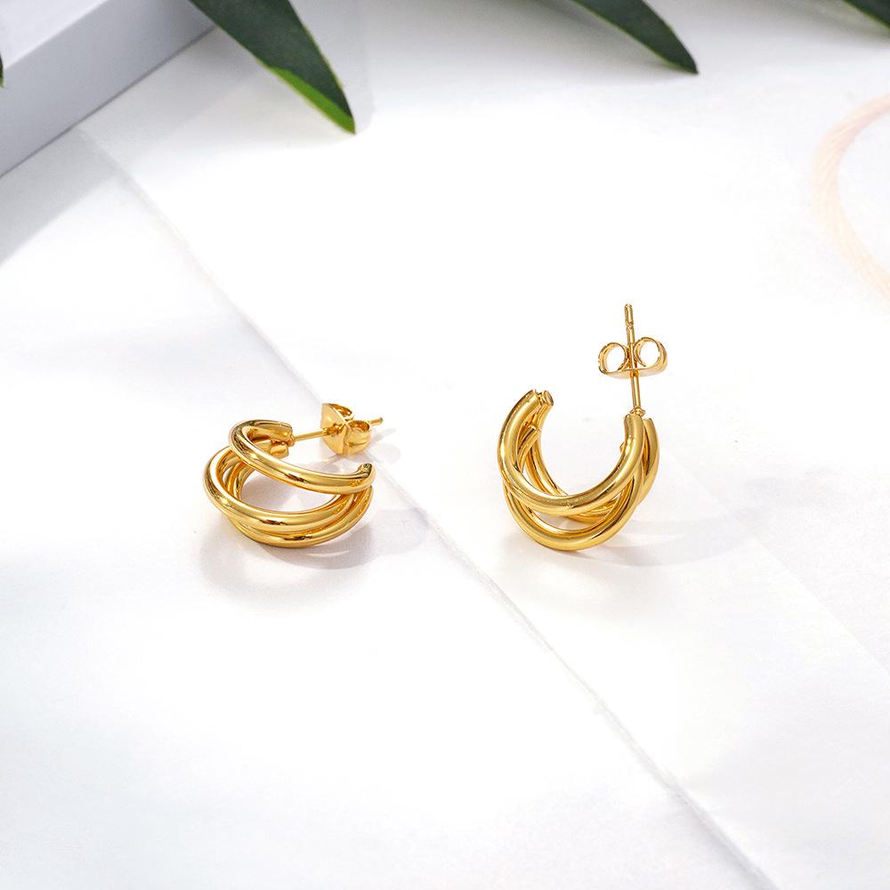 IMI C-Shaped Hoop Earrings: Women's Elegant Niche Design, High-End Stainless Steel (YE313)