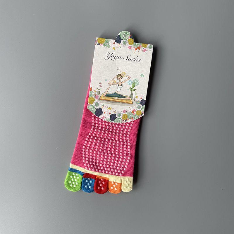 

New Low-Top Short Tube Socks Sweat-Absorbent Non-Slip Running Basketball Fitness Sports Yoga Socks Color Fingerless Socks Women Pink (Color five fingers)