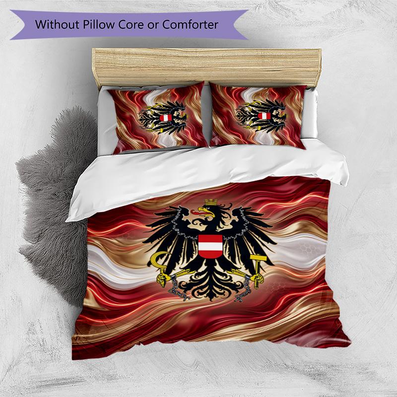 Austria Football Printed Bedding 3 Piece Set Cozy Breathable Bed Cover Set as Housewarming Holiday Gift