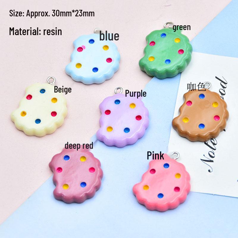 Glossy Cartoon Cookie Resin Keychain Pendant - DIY Jewelry Accessory