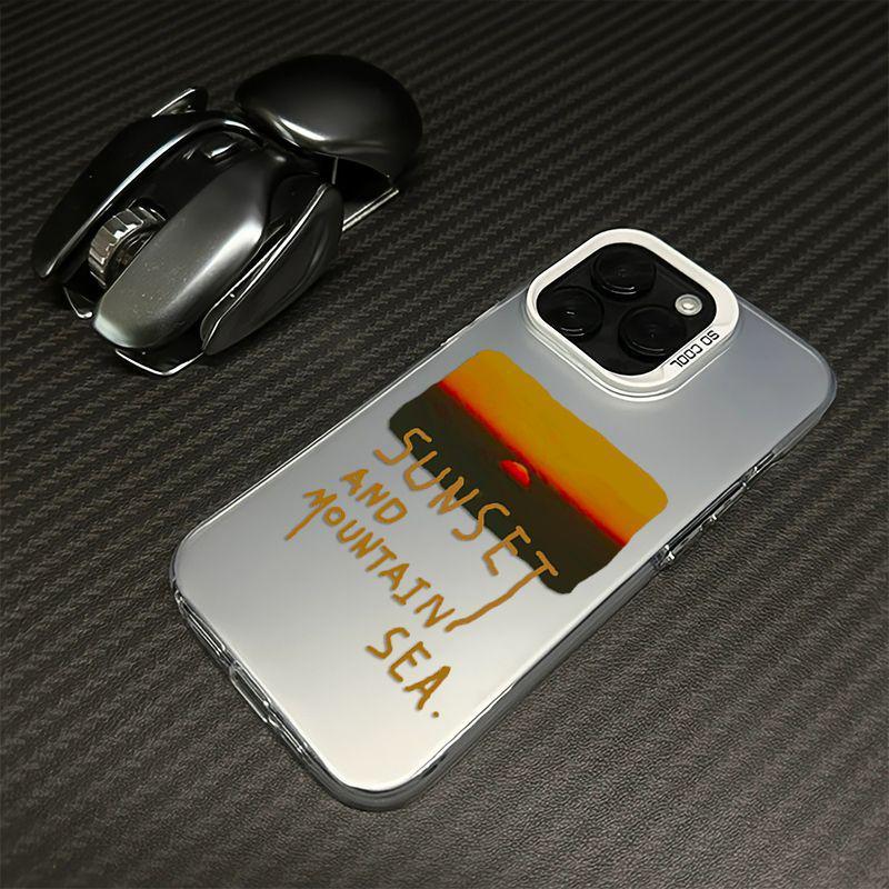 Sunset Illustration Drop-proof iPhone Case for 11, 12 Pro Max, 13, 14, 15 - Trendy and Creative Design
